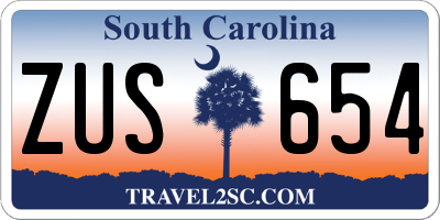 SC license plate ZUS654