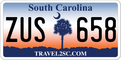 SC license plate ZUS658