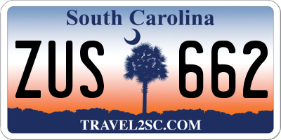 SC license plate ZUS662
