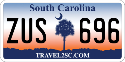 SC license plate ZUS696