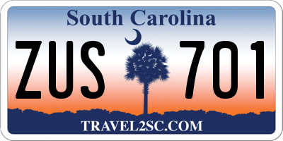 SC license plate ZUS701
