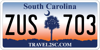 SC license plate ZUS703