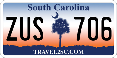 SC license plate ZUS706