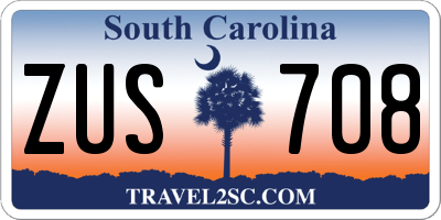 SC license plate ZUS708