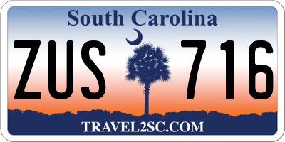 SC license plate ZUS716