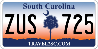 SC license plate ZUS725