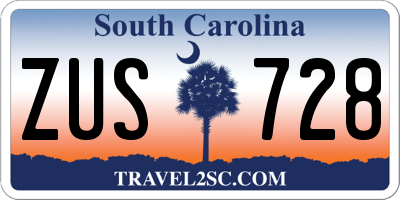 SC license plate ZUS728