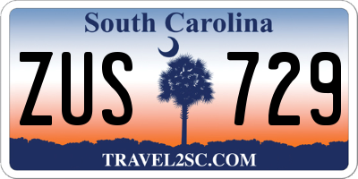 SC license plate ZUS729