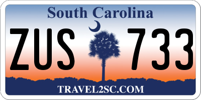 SC license plate ZUS733