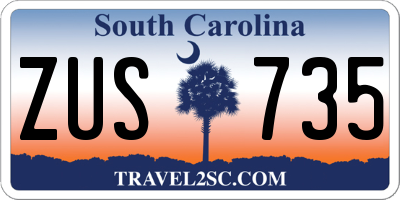 SC license plate ZUS735