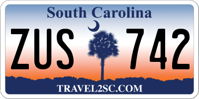 SC license plate ZUS742