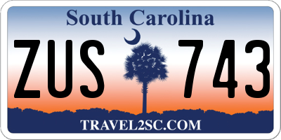 SC license plate ZUS743