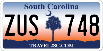 SC license plate ZUS748