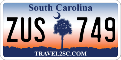 SC license plate ZUS749
