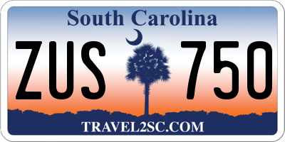 SC license plate ZUS750