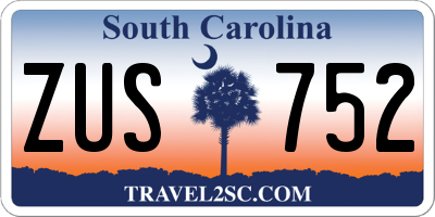 SC license plate ZUS752