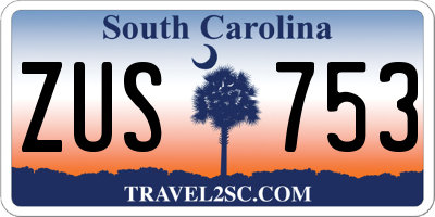 SC license plate ZUS753