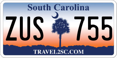 SC license plate ZUS755