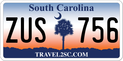SC license plate ZUS756