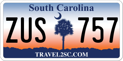 SC license plate ZUS757