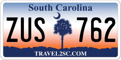 SC license plate ZUS762