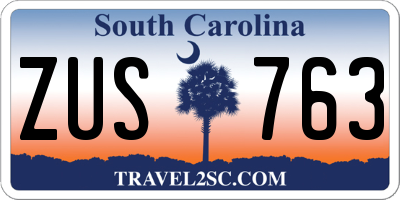 SC license plate ZUS763