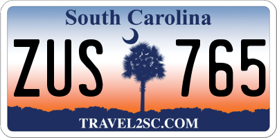 SC license plate ZUS765