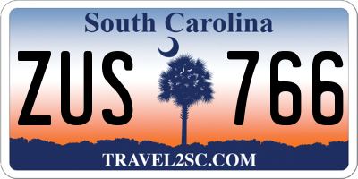 SC license plate ZUS766