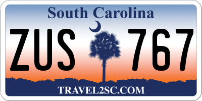SC license plate ZUS767