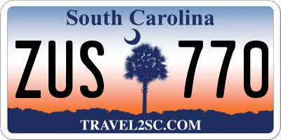 SC license plate ZUS770