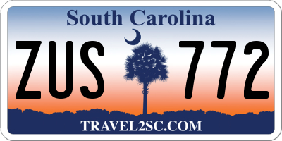 SC license plate ZUS772