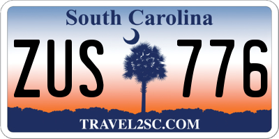 SC license plate ZUS776