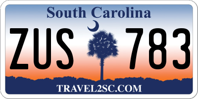 SC license plate ZUS783