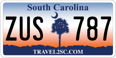 SC license plate ZUS787