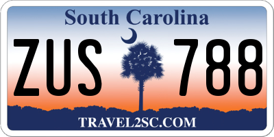 SC license plate ZUS788