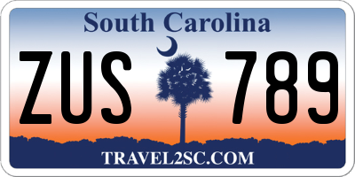 SC license plate ZUS789