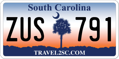 SC license plate ZUS791