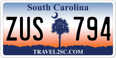 SC license plate ZUS794