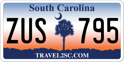SC license plate ZUS795