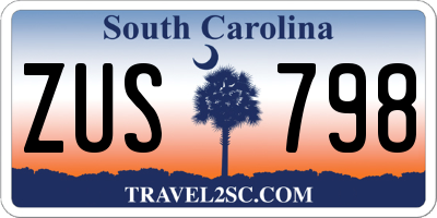 SC license plate ZUS798