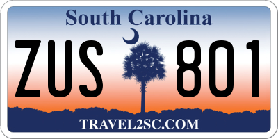 SC license plate ZUS801