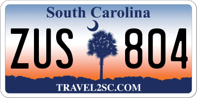 SC license plate ZUS804