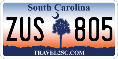 SC license plate ZUS805
