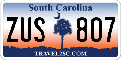 SC license plate ZUS807