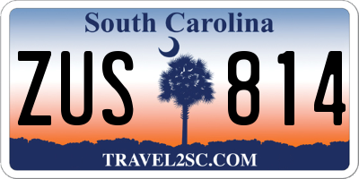 SC license plate ZUS814