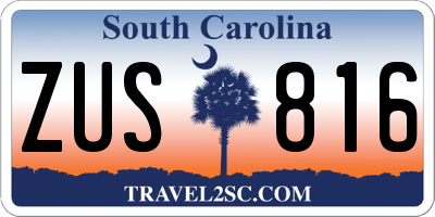 SC license plate ZUS816