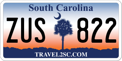 SC license plate ZUS822