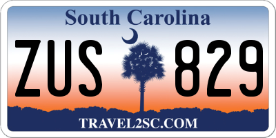 SC license plate ZUS829