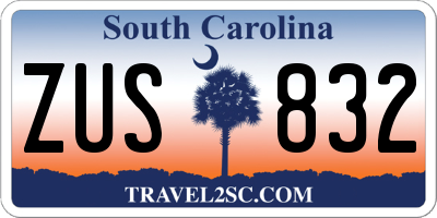 SC license plate ZUS832