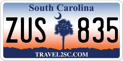 SC license plate ZUS835